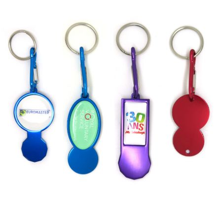 Open Design Aluminum Trolley Token Stick Keyring - 4 Shapes Aluminium Trolley Coin Chips
