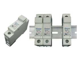 FS-03X серия DIN Rail монтирани 10x38 RT18-32 касета 600V 32A предпазители - FS-031 & FS-032 Държачи за предпазители от железни релси