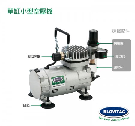 小型空壓機選擇配件圖:濾水器/ 壓力表/ 調壓閥