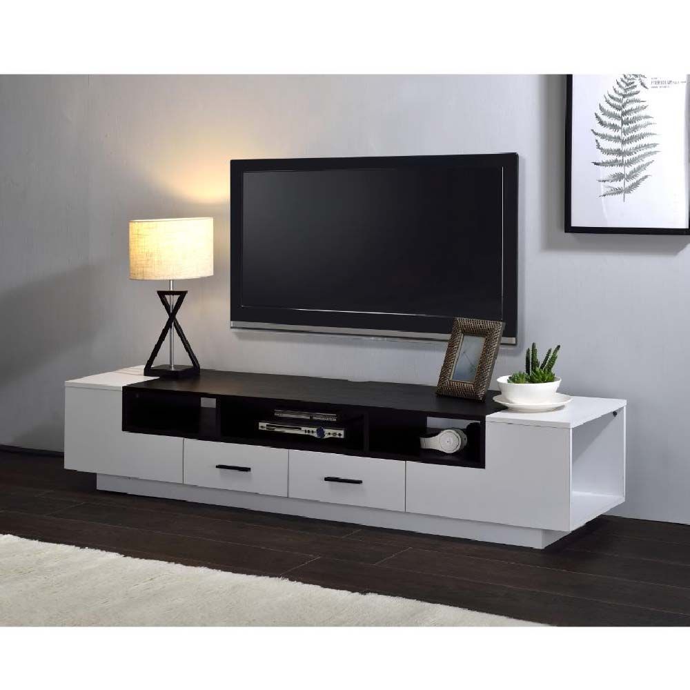 2 Drawers Side Storage 180cm Length White TV Cabinet | Wooden ...