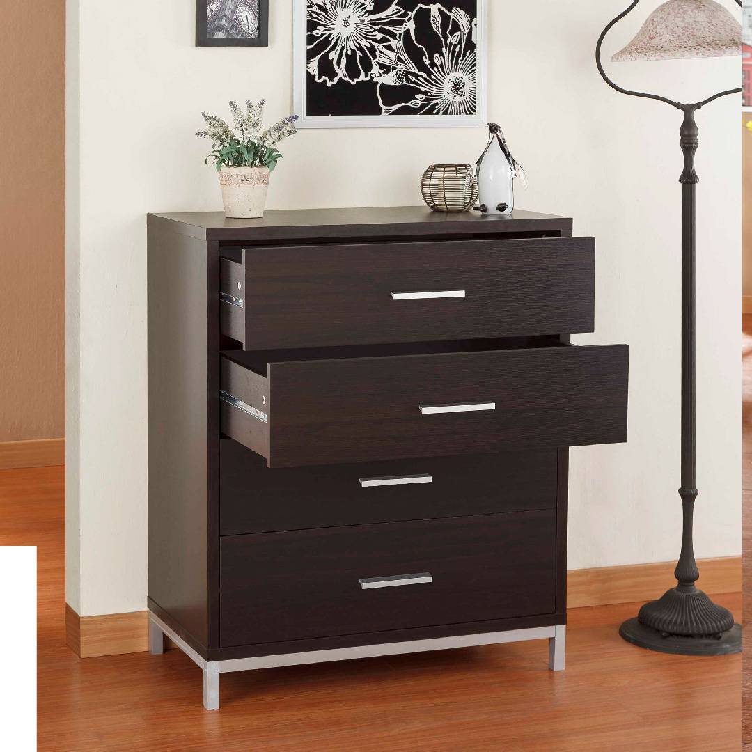 4 Layers Storage Cabinet With Paper Laminate Metal Foot Stool