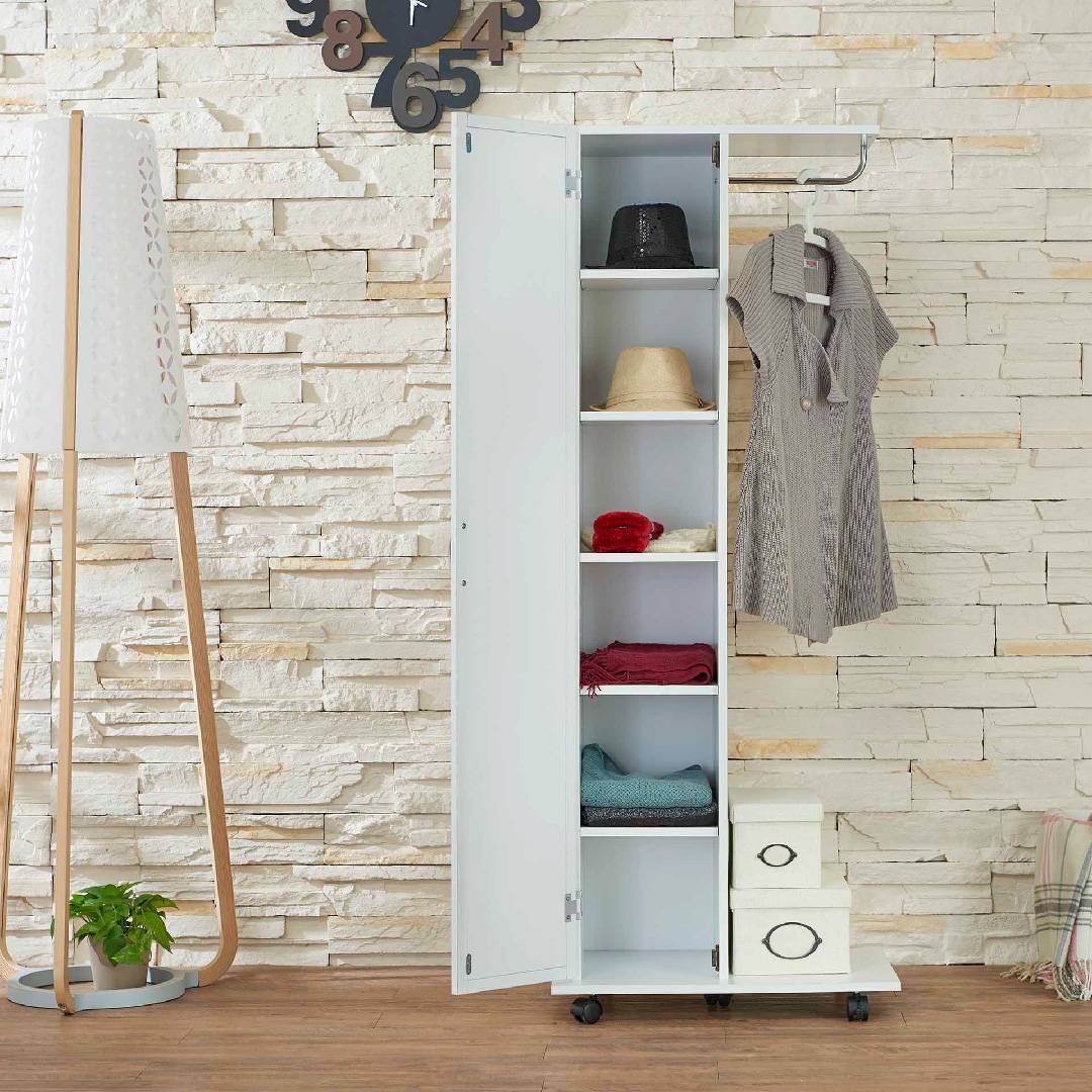White Simple Mobile Wardrobe Supply One Stop Eco Friendly