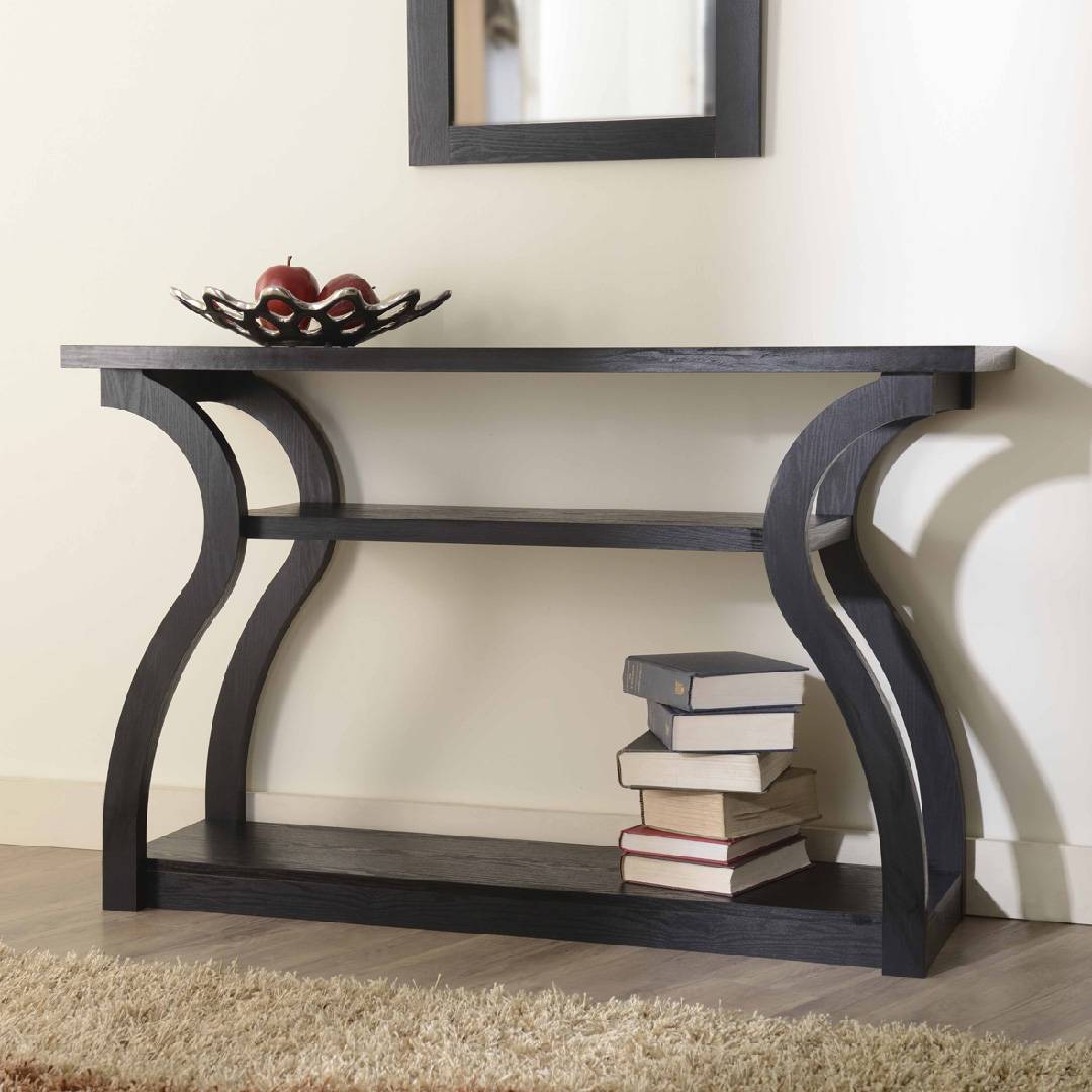 Heart-shaped curve special modeling narrow high table, in dark brown.