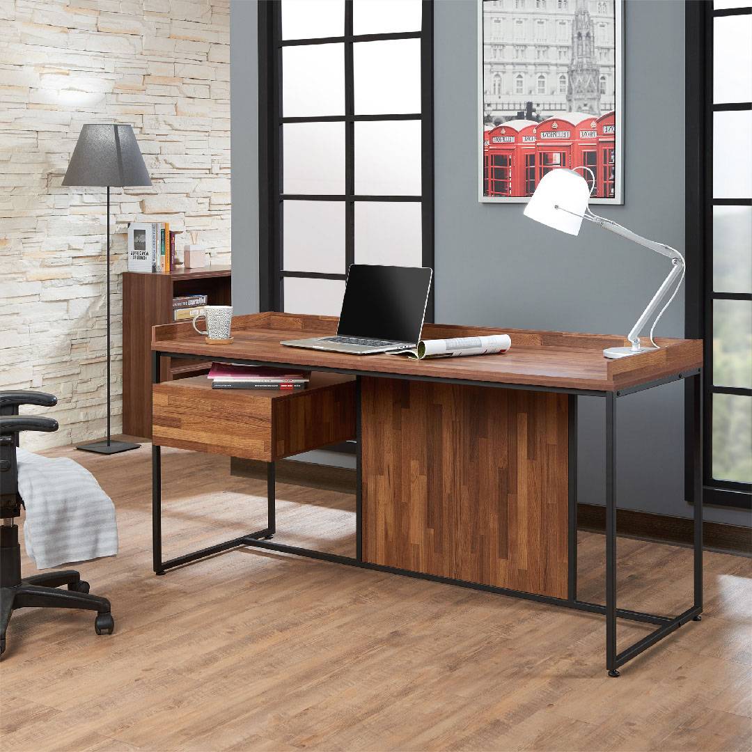 Dark Teak Retro Office Desk Supply One Stop Eco Friendly