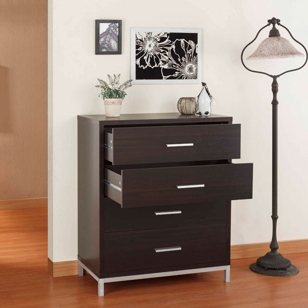 4 Layers Storage Cabinet With Paper Laminate Metal Foot Stool