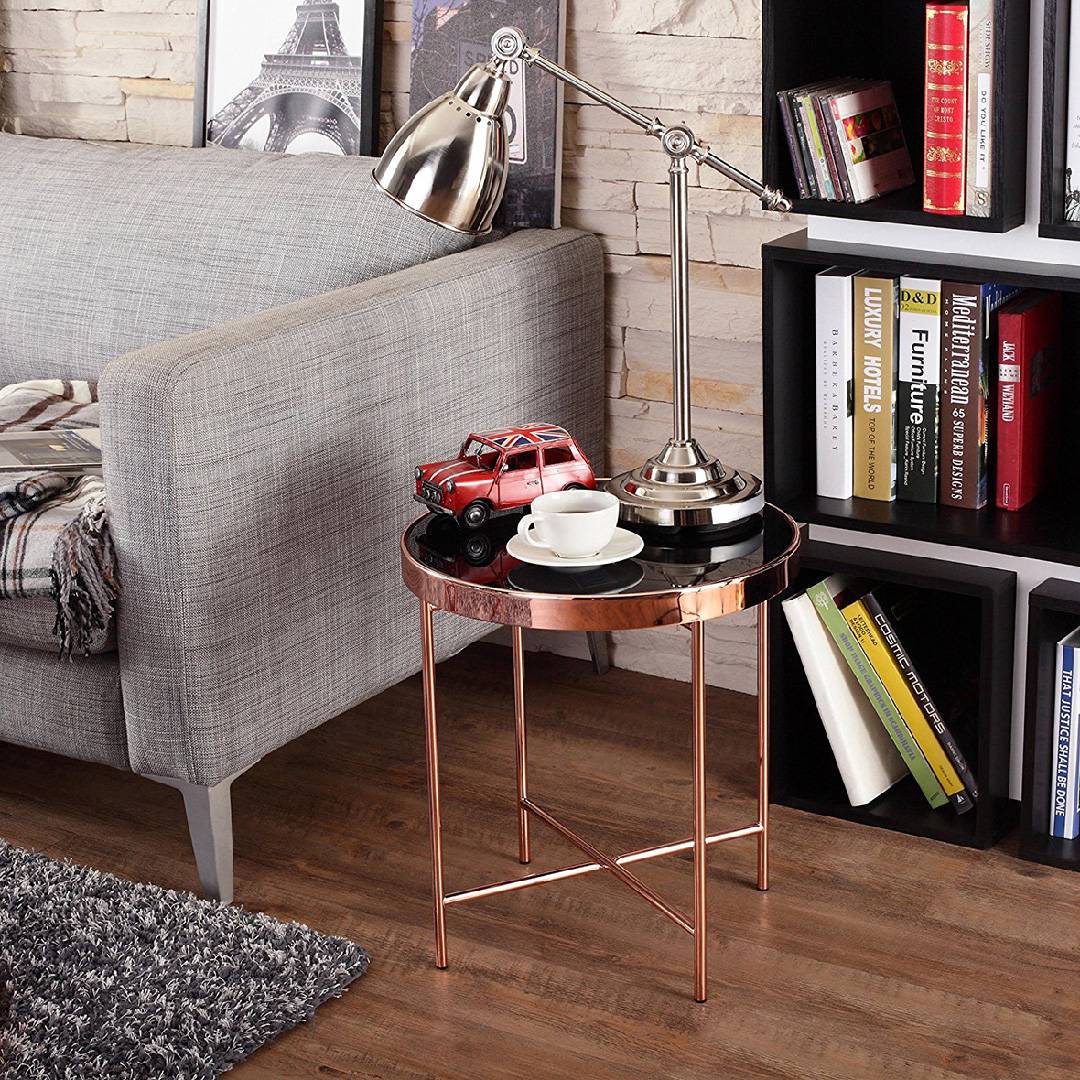 Modern Rose Gold Round Side Table Supply One Stop Eco Friendly