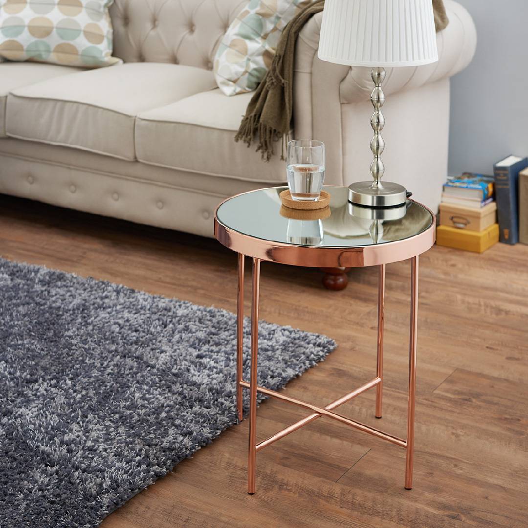 Modern Rose Gold Round Side Table Safe Green Furniture Supplier Slicethinner