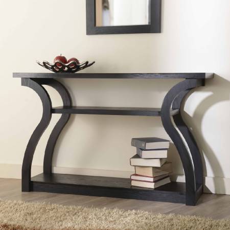 Console Table - Heart-shaped curve special modeling narrow high table, in dark brown.