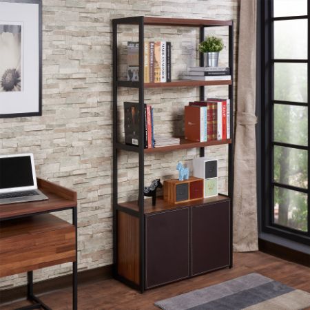Lightweight Bookshelf with Leather - Lightweight Bookshelf with Leather