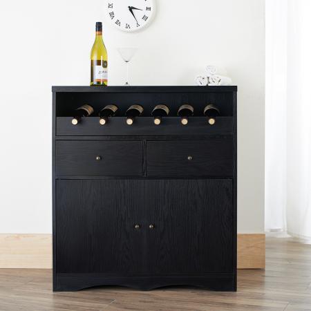 Multiple Storage Space Wine Cabinet - Multiple storage space glossy black wine cabinet.