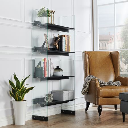 No Backplane Perspective Glass Opened Bookcase