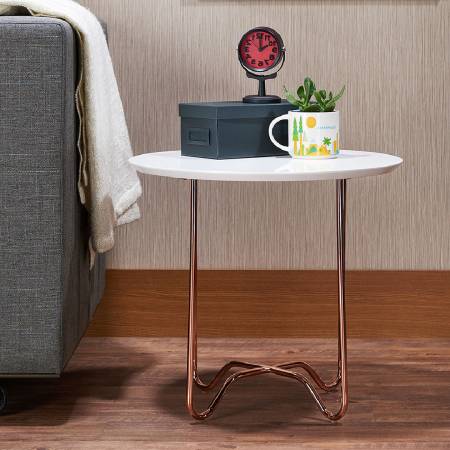 North Europe Round White Side Table