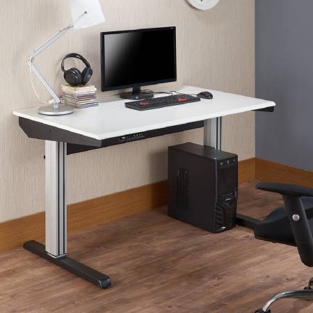 Home Office Furniture - Office, desk, three drawers, dark brown, simple winds.