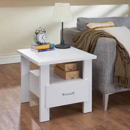Square Simple Design Bright White Color Side Table - Pavilion styling side table.