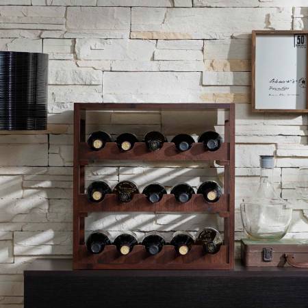 Armadietto del vino della collezione quadrata vintage - Portabottiglie open space a tre piani.