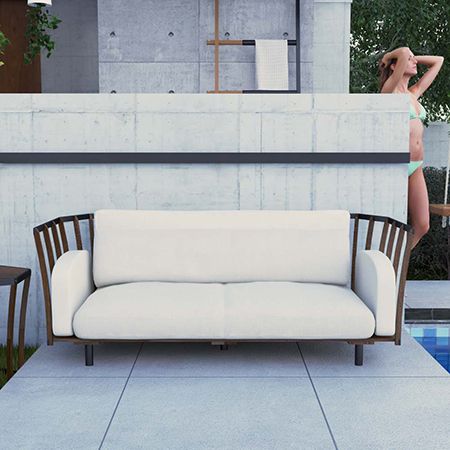 Solid Wood Outdoor Iron Sofa