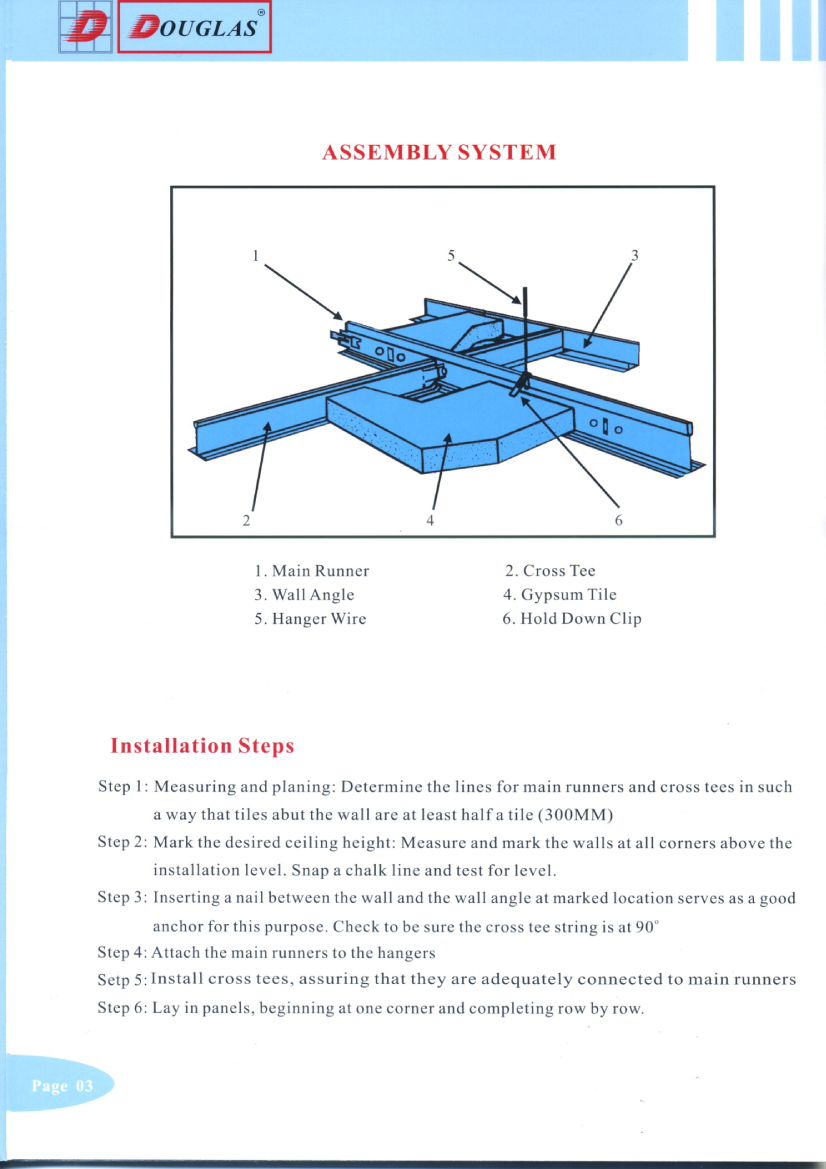Ceiling Suspension Grid Douglas Overseas Corp