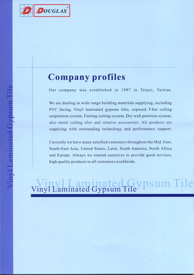 Vinyl Laminated Gypsum Ceiling Tile Douglas Overseas Corp