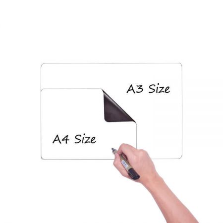 Magnetic Whiteboard Sheet - The magnetic dry erase whiteboard sheet is made of dry erase coating and full magnetic back side to stick any magnetic surface such as refrigerator, iron partition board, cabinet, locker etc. and stay flat.