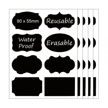 Chalk Labels - Waterproof chalkboard labels allow regular chalk or liquid chalkboard markers to write on, and it's easy to wipe clean with wet cloth.