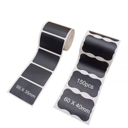 Chalkboard Label Sticker Roll - 150 pcs chalkboard labels per roll, made of premium durable vinyl with matte texture. Writable and reusable.