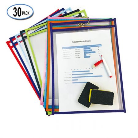 10"x13" Dry Pocket Erase - Keep kids happy while learning with cheerful dry erase pockets in bright colors!