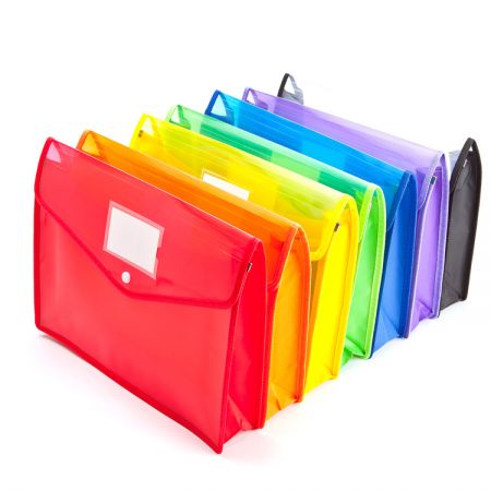 A4 Plastic Document Wallet Folders Filing School Office Snap Pouch case & flap 