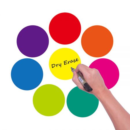 Dry Erase Dot Stickers - The dry erase wall decal make fun learning to kids. Place sticker on walls to practice vertical drawing or put them on desk for small group alphabet / math games purpose. It's suitable for office, school and home.