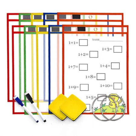 10 Pack Dry Erase Pocket Kit - By using our Dry Erase Pockets you ELIMINATE the need to print out multiple copies.