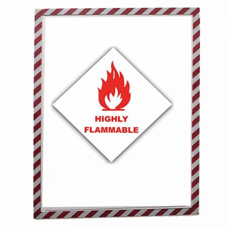 Magnetic Sign Holder - The clear magnetic display frames with stripes and sturdy cover insert signs easily.