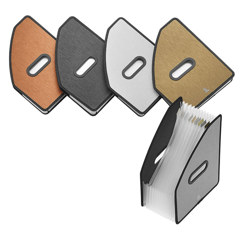Brushed Metal Look Vertical 13 pockets Expanding File Manufacturer Leos'