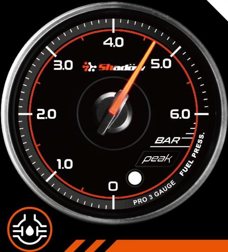 Medidor de carreras de presión de combustible - El rango de medición del indicador de carreras de presión de combustible es de 0 bar a 6 bar.