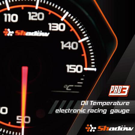 Wskaźnik wyścigowy temperatury oleju w tle - Zakres pomiaru wyścigowego wskaźnika temperatury oleju wynosi od 50°C do 150°C.