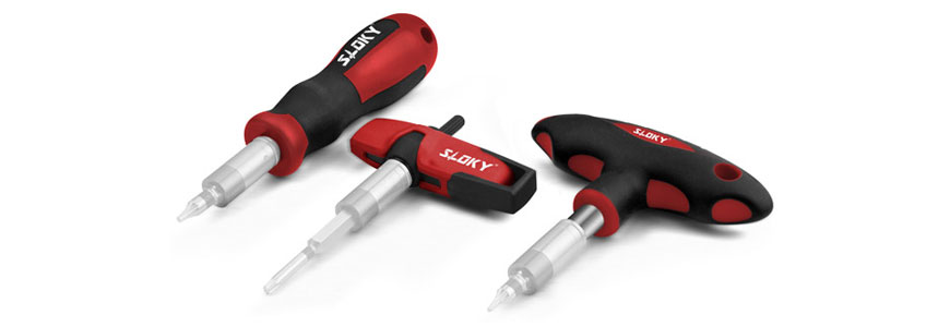 Best kit for field jobs; choice of handles (Universal, Slim-Fit and T-Flying) with 6 Sloky Preset Torque Adapters and 6 ~ 12 bits (25mm and 50mm bits; TORX® and TORX PLUS® avaliable.
User friendly for CNC cutting tool of machining, turning and milling.
(TORX® and TORX PLUS® both are registered trademarks of Acument global technologies LLC.)