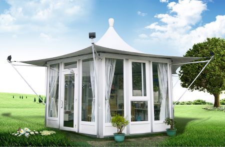 Tendas de parede de vidro tipo gazebo - tenda de estrutura