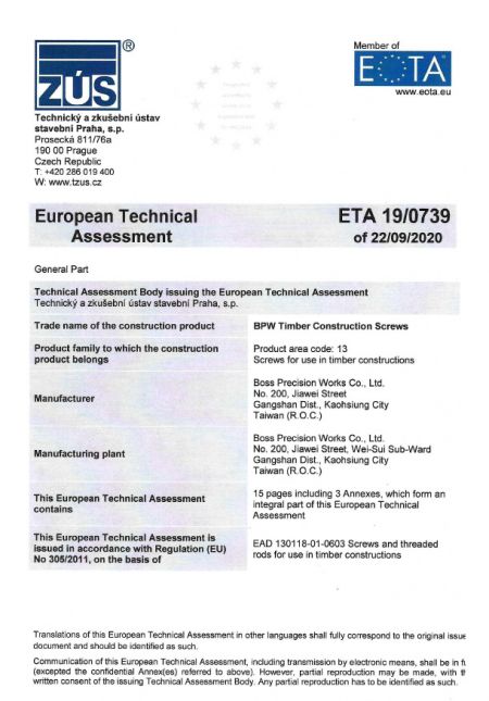 ETA-Zertifikat ETA19-0739