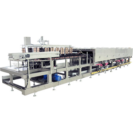 Horno para hacer gofres - Automatic waffle baking oven for industrial production.