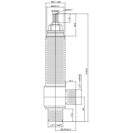 1/2 Half Inch SV108 Type Side Body W27-19G Body Thread 1/2"-14NPT Inlet 1/2"-14NPSM Outlet Widespread Rough-in Valve - 1/2 Half Inch SV108 Type Side Body W27-19G Body Thread 1/2"-14NPT Inlet 1/2"-14NPSM Outlet Widespread Rough-in Valve