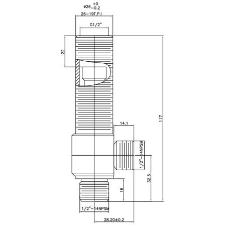 1/2 Half Inch SV109 Type Side Body 26-19T.P.I Body Thread 1/2"-14NPSM Inlet 1/2"-14NPSM Outlet Widespread Rough-in Valve - 1/2 Half Inch SV109 Type Side Body 26-19T.P.I Body Thread 1/2"-14NPSM Inlet 1/2"-14NPSM Outlet Widespread Rough-in Valve