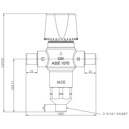 3/8" Compression Thermostatic Mixing Valve with Check Valve - 3/8" Compression Thermostatic Mixing Valve
