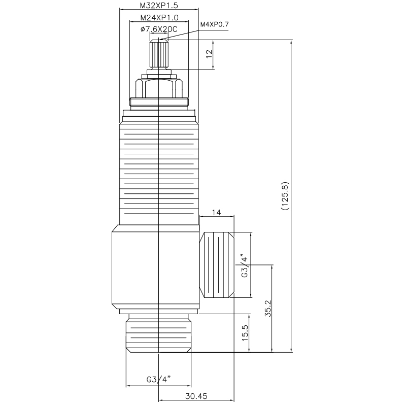 3/4 Tres cuartos de pulgada SV207 Tipo Cuerpo lateral M32XP1.5 Rosca