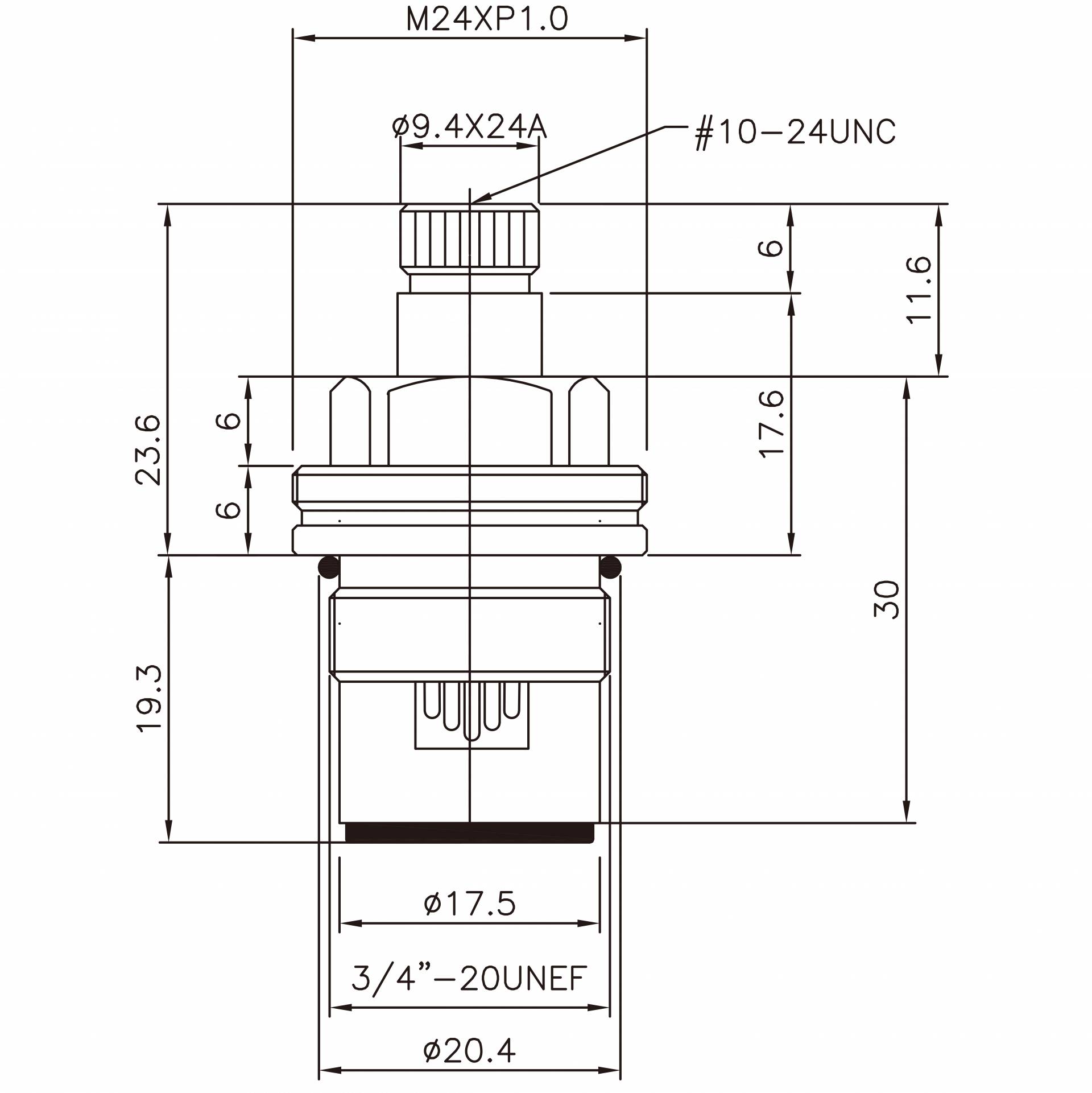 3/8 Three Eight Inch Brass Two Handle Faucet HCE Type 9.4 X 24A Teeth