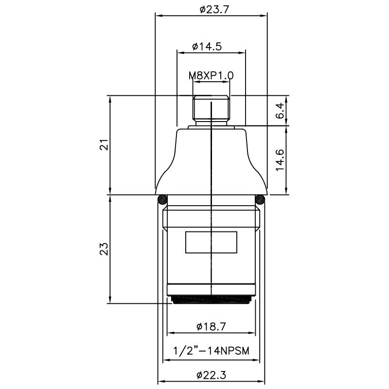 1/2 Half Inch Brass Two Handle Faucet HCP Type Chrome Plated M8 X P1.0