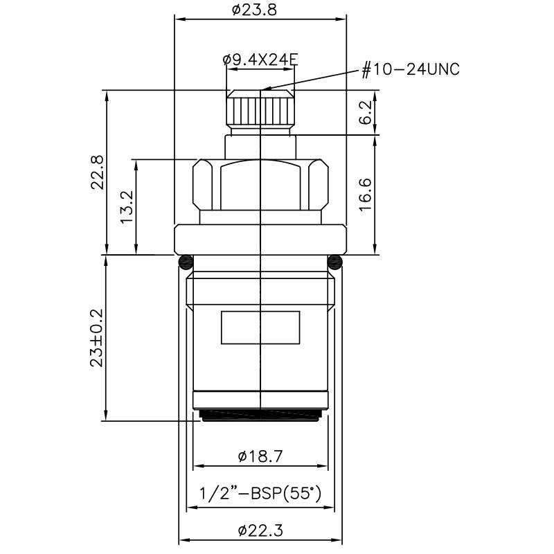 1/2 Half Inch Brass Two Handle Faucet HHJ Type 9.4 X 24E Teeth 103