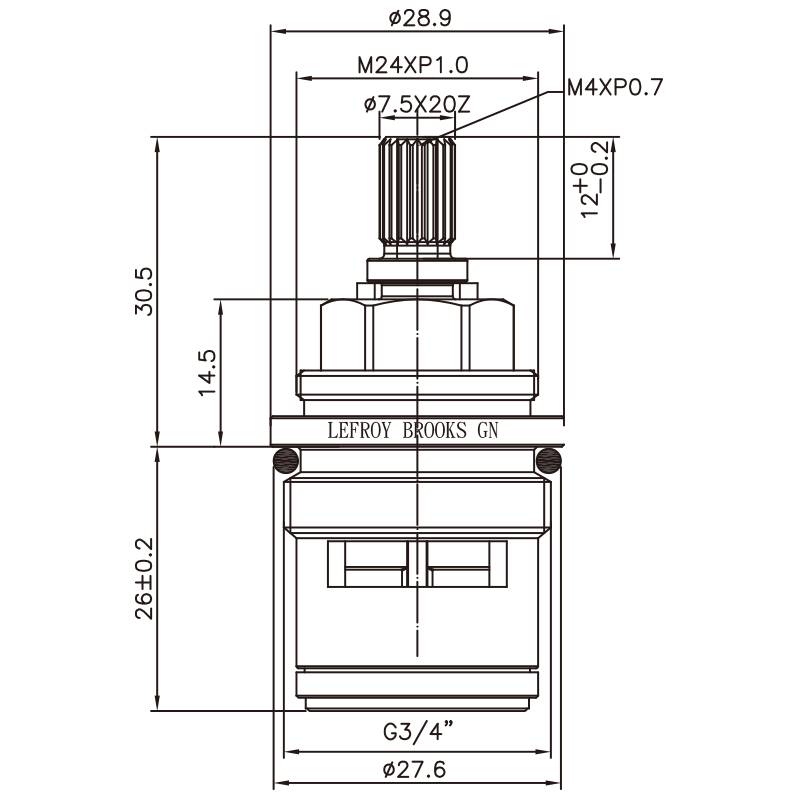 3/4 Quarter Inch Brass Two Handle Faucet HIW Type 7.5 X 20Z Teeth 643