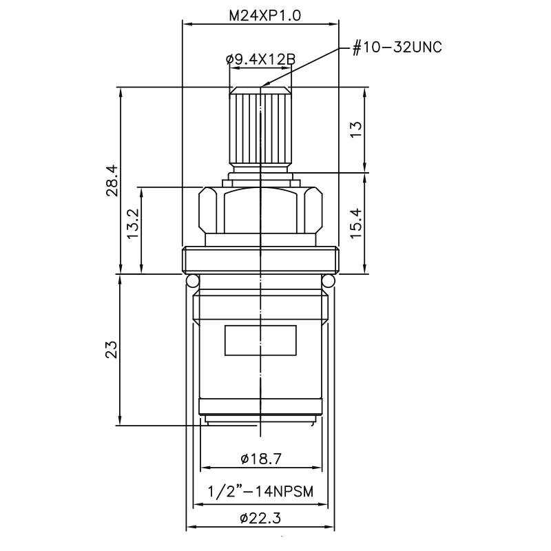 1/2 Half Inch Brass Two Handle Faucet HM Type 9.4 X 24A Teeth 105