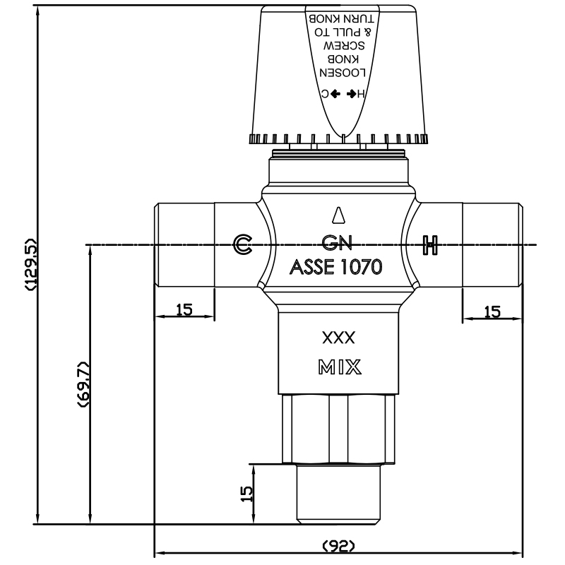 31/2"14NPSM Thermostatic Mixing Valve ASSE 1070, ASSE 1017, Anti