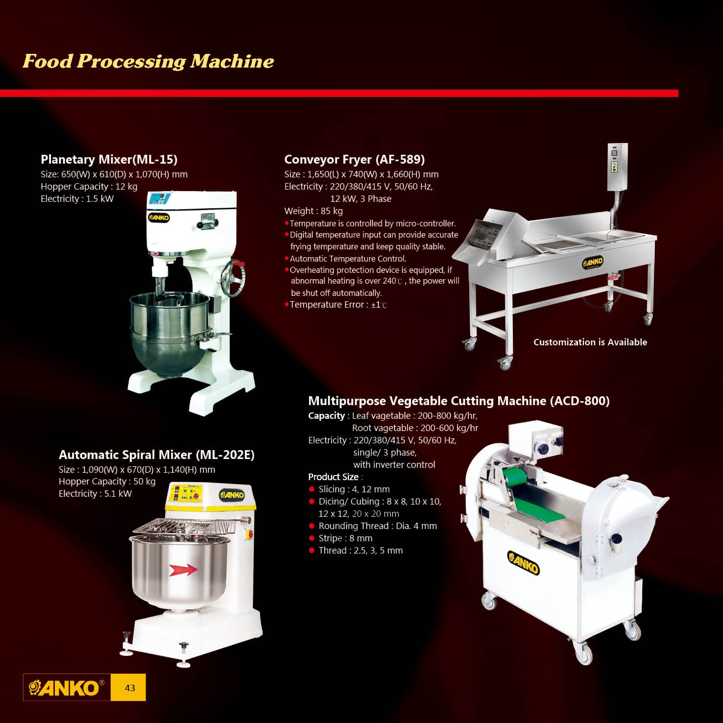 ANKO Catalog ANKO FOOD MACHINE CO., LTD.