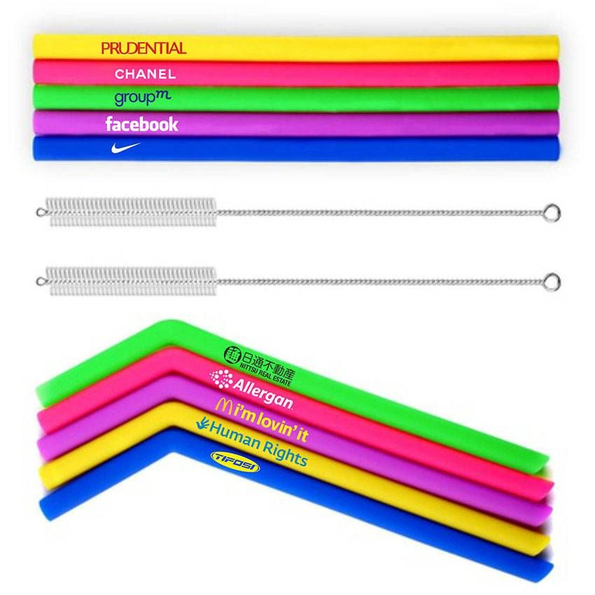 ECO Silicone Straws with Custom LOGO