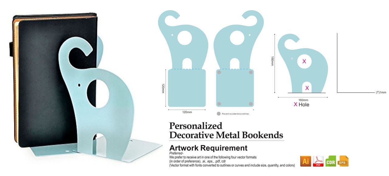 100% Custom Made Metal Bookends for Shelves